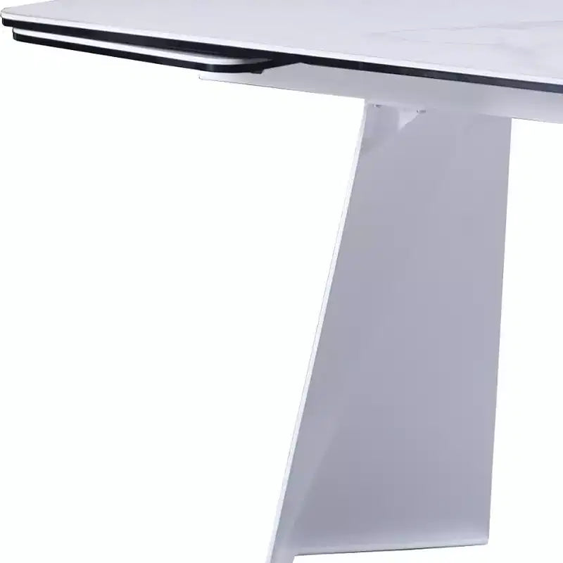 Tavolo da pranzo allungabile HomeRoots 63 con base a piedistallo con foglie autoriponenti in ceramica bianca e metallo