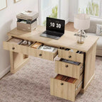 Scrivania da casa con scomparti, scrivania direzionale moderna da 54 pollici, scrivania in legno con cassetto portadocumenti per sala studio