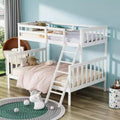 JOYMOR Twin Over Full Bunk Bed for Kids Children Teens Adults, Solid Wood Bunk Bed with Ladder and Guard Rail