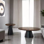 Tavolino da Caffè Ovale Contemporaneo in Legno GDFStudio Xavier con Base a Tamburo