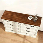 Cassettiera rustica a 9 cassetti, con ampio spazio di archiviazione, effetto legno massiccio e maniglie in metallo, per camera da letto