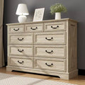 9 Drawer Farmhouse Dresser, Rustic Chest of Drawers with Ample Storage, Solid Wood Look & Metal Handles, Bedroom Clothes Organizer