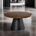 GDFStudio Giulia Contemporary Oval Wooden Coffee Table with Drum Base