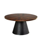 Tavolino da Caffè Ovale Contemporaneo GDFStudio Giulia con Base a Tamburo in Legno