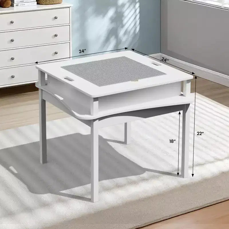 Tavolo attività per bambini JOYMOR, tavolo da gioco 2 in 1 staccabile con contenitore, tavolo da costruzione per bambini adatto a maschi e femmine, grigio e bianco