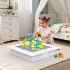 Tavolo attività per bambini JOYMOR, tavolo da gioco 2 in 1 staccabile con contenitore, tavolo da costruzione per bambini adatto a maschi e femmine, grigio e bianco