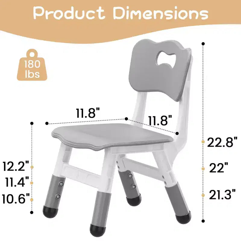 Sedia per bambini, Sedia per bambini regolabile in 3 livelli di altezza, Sedie in plastica per bambini da 2 a 6 anni, Adatta per casa, famiglia, aula e asilo nido