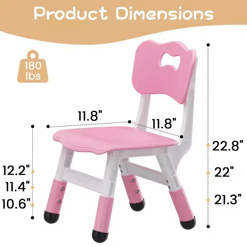 Sedia per bambini, Sedia per bambini regolabile in 3 livelli di altezza, Sedie in plastica per bambini da 2 a 6 anni, Adatta per casa, famiglia, aula e asilo nido