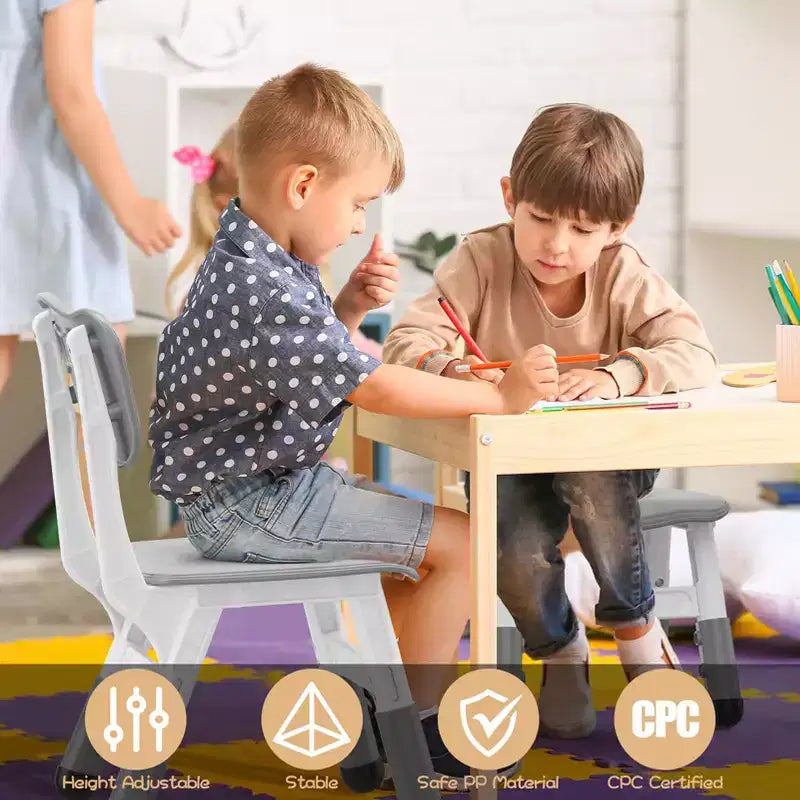 Sedia per bambini, Sedia per bambini regolabile in 3 livelli di altezza, Sedie in plastica per bambini da 2 a 6 anni, Adatta per casa, famiglia, aula e asilo nido