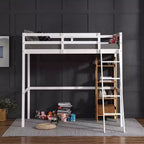 JOYMOR Struttura Letto a Soppalco Alto Singolo in Legno per Bambini, Ragazzi, Adolescenti, Adulti, Nessuna Rete a Molle Necessaria, Bianco