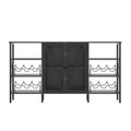 TruAIR Farmhouse Wine Bar Cabinet with LED Light, Industrial Coffee Bar with Wine Rack and Glass Holder