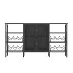 TruAIR Farmhouse Wine Bar Cabinet with LED Light, Industrial Coffee Bar with Wine Rack and Glass Holder