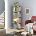 Scaffale girevole a 4 livelli, libreria girevole a 360°, ripiano portaoggetti multistrato, adatto per soggiorno, studio e camera da letto