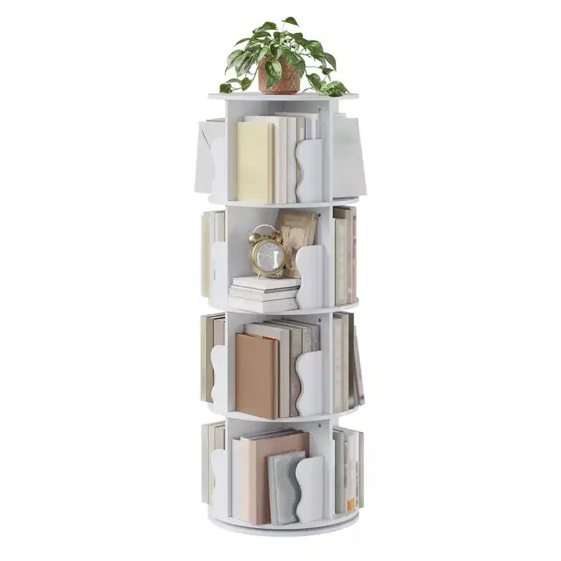 4-layer rotating bookshelf, 360 rotating bookcase, multi-layer storage rack, suitable for living room, study room and bedroom