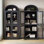 Libreria ad arco con ante Libreria rustica Profondità 40 cm Scaffali espositivi 181 cm di altezza Vetrina in legno Librerie arrotondate