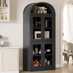 Libreria ad arco con ante Libreria rustica Profondità 40 cm Scaffali espositivi 181 cm di altezza Vetrina in legno Librerie arrotondate