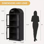Libreria ad arco con ante Libreria rustica Profondità 40 cm Scaffali espositivi 181 cm di altezza Vetrina in legno Librerie arrotondate