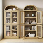 Libreria ad arco con ante Libreria rustica Profondità 40 cm Scaffali espositivi 181 cm di altezza Vetrina in legno Librerie arrotondate