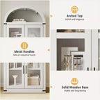 Libreria ad arco con ante Libreria rustica Profondità 40 cm Scaffali espositivi 181 cm di altezza Vetrina in legno Librerie arrotondate