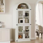 Libreria ad arco con ante Libreria rustica Profondità 40 cm Scaffali espositivi 181 cm di altezza Vetrina in legno Librerie arrotondate