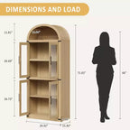 Libreria ad arco con ante Libreria rustica Profondità 40 cm Scaffali espositivi 181 cm di altezza Vetrina in legno Librerie arrotondate