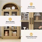 Libreria ad arco con ante Libreria rustica Profondità 40 cm Scaffali espositivi 181 cm di altezza Vetrina in legno Librerie arrotondate