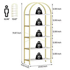 Libreria a 5 Ripiani con Arco, Scaffale Espositivo Alto, Struttura in Metallo, Libreria a Giorno, Grande Scaffale Nero per Camera da Letto