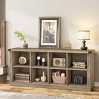 Libreria organizer a 8 cubi, libreria orizzontale rustica, libreria in legno da 62 pollici per ingresso, librerie lunghe e basse per soggiorno