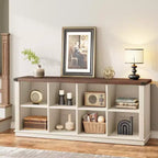 Libreria organizer a 8 cubi, libreria orizzontale rustica, libreria in legno da 62 pollici per ingresso, librerie lunghe e basse per soggiorno