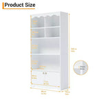 Libreria a 5 Ripiani con Ante, Scaffale Moderno Bianco da 160 cm con Armadietti, Espositore in Legno per Camera da Letto, Soggiorno, Ufficio