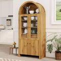 71 Inch Tall Arched Cabinet with Doors, Arched Kitchen Pantry Cabinet with a Hidden Drawer, Adjustable Shelves, Modern Display Storage Cabinets