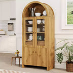 71 Inch Tall Arched Cabinet with Doors, Arched Kitchen Pantry Cabinet with a Hidden Drawer, Adjustable Shelves, Modern Display Storage Cabinets