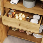 Armadietto ad Arco Alto 180 cm con Ante, Dispensa da Cucina ad Arco con Cassetto Nascosto, Ripiani Regolabili, Armadietti Moderni per Esposizione e Contenimento