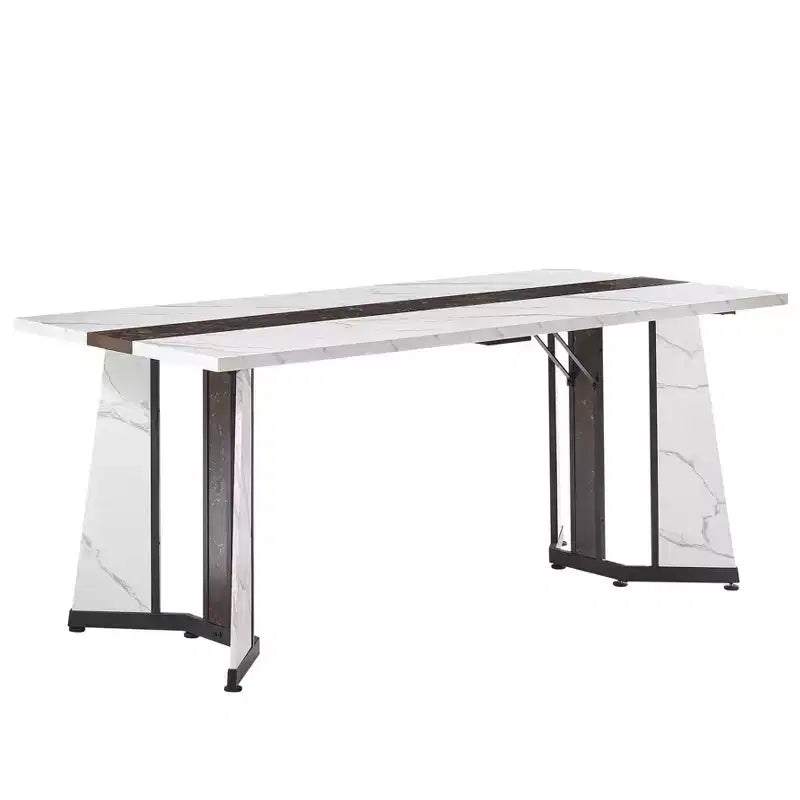 Tavolo da pranzo rettangolare Okak da 180 cm per 8 persone, tavolo da cucina impermeabile con gambe regolabili, tavolo da pranzo per cucina, ufficio