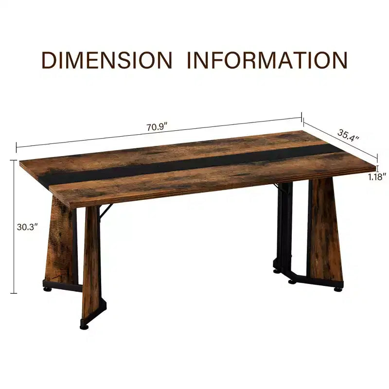 Tavolo da pranzo rettangolare Okak da 180 cm per 8 persone, tavolo da cucina impermeabile con gambe regolabili, tavolo da pranzo per cucina, ufficio