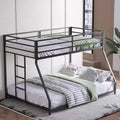 Okak 77.8IN Twin-Over-Full Size Metal Bunk Bed with Removable Ladder, No Box Spring Needed Bed Frames, Twin Bunk Beds for Teens and Adults, Black