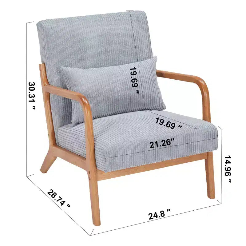 Poltrona Homy Casa moderna di metà secolo con struttura in legno massello e seduta imbottita, per soggiorno, camera da letto o angolo lettura
