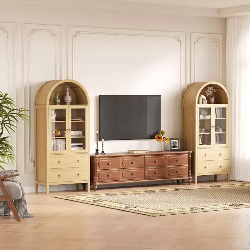 Dispensa da cucina alta 71" con arco, armadietti contenitori moderni in legno stile fattoria per cucina, sala da pranzo