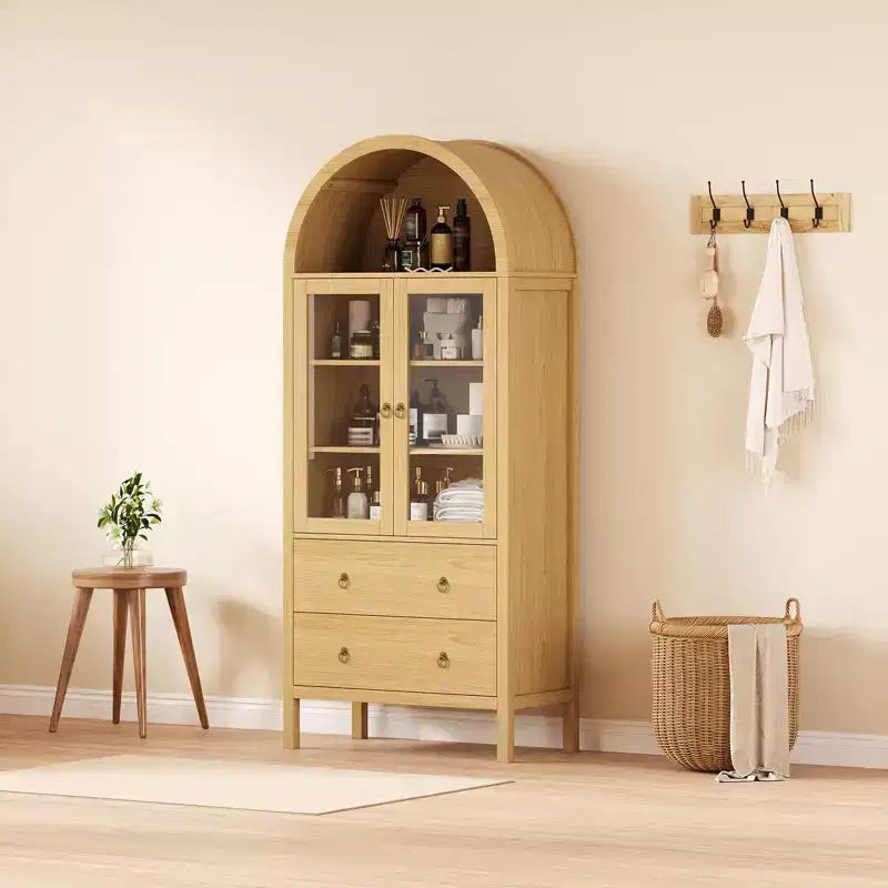 Dispensa da cucina alta 71" con arco, armadietti contenitori moderni in legno stile fattoria per cucina, sala da pranzo
