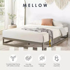 Mellow Struttura letto a piattaforma in metallo da 9 pollici con base materasso, King, Grigio