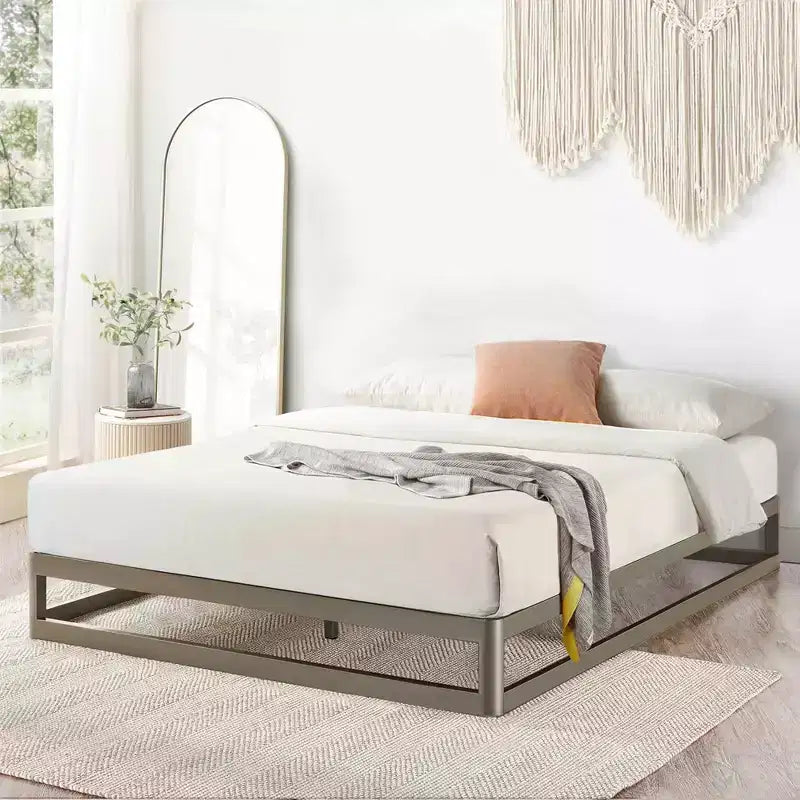 Mellow Struttura letto a piattaforma in metallo da 9 pollici con base materasso, King, Grigio