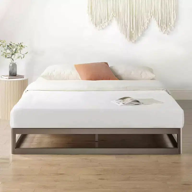 Mellow Struttura letto a piattaforma in metallo da 9 pollici con base materasso, King, Grigio