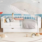 Whisen Letto a piattaforma singolo in legno moderno ed elegante con sponde per bambini e bambine