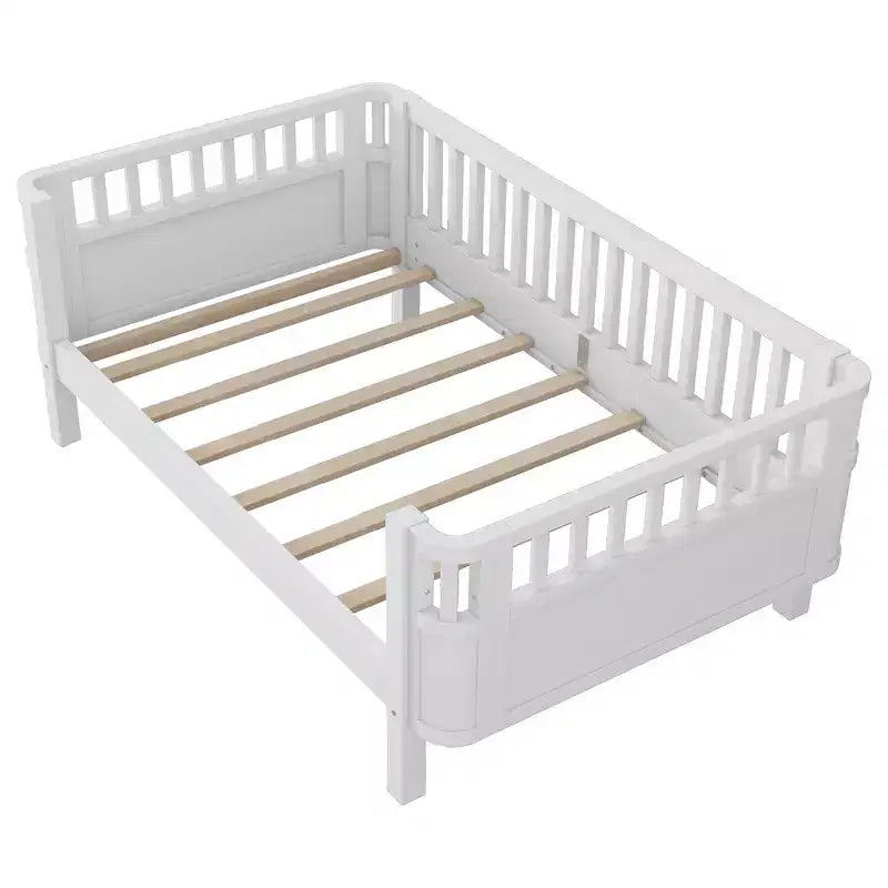 Whisen Letto a piattaforma singolo in legno moderno ed elegante con sponde per bambini e bambine