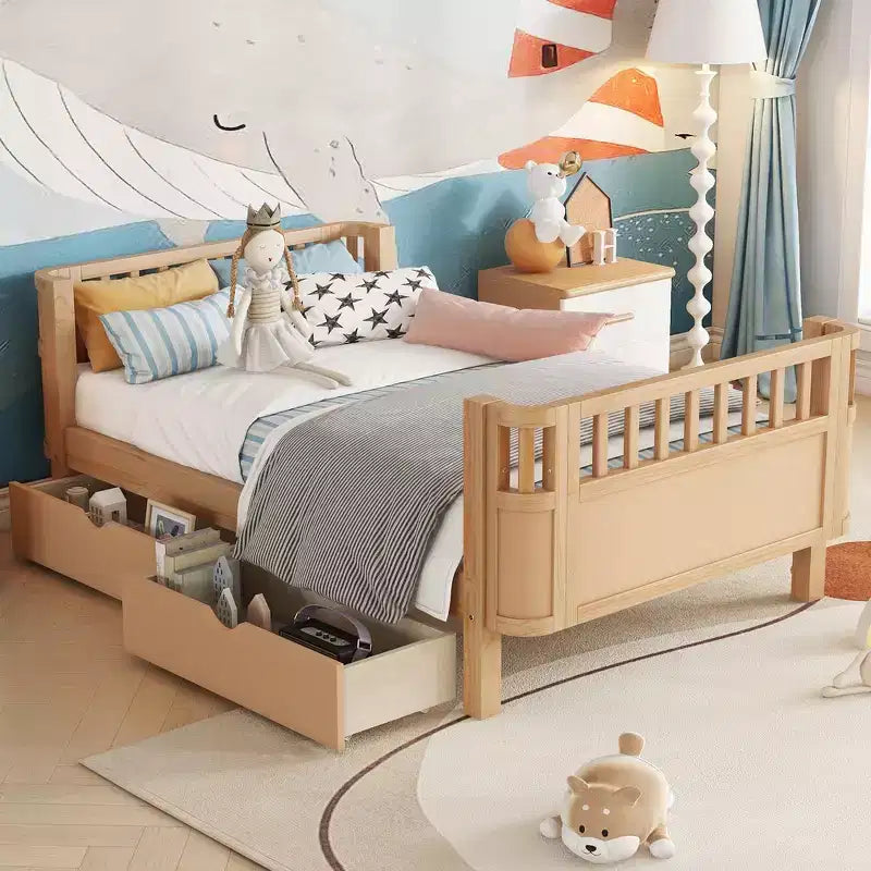 Whisen Letto a piattaforma singolo in legno moderno ed elegante con sponde per bambini e bambine