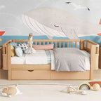 Whisen Letto a piattaforma singolo in legno moderno ed elegante con sponde per bambini e bambine