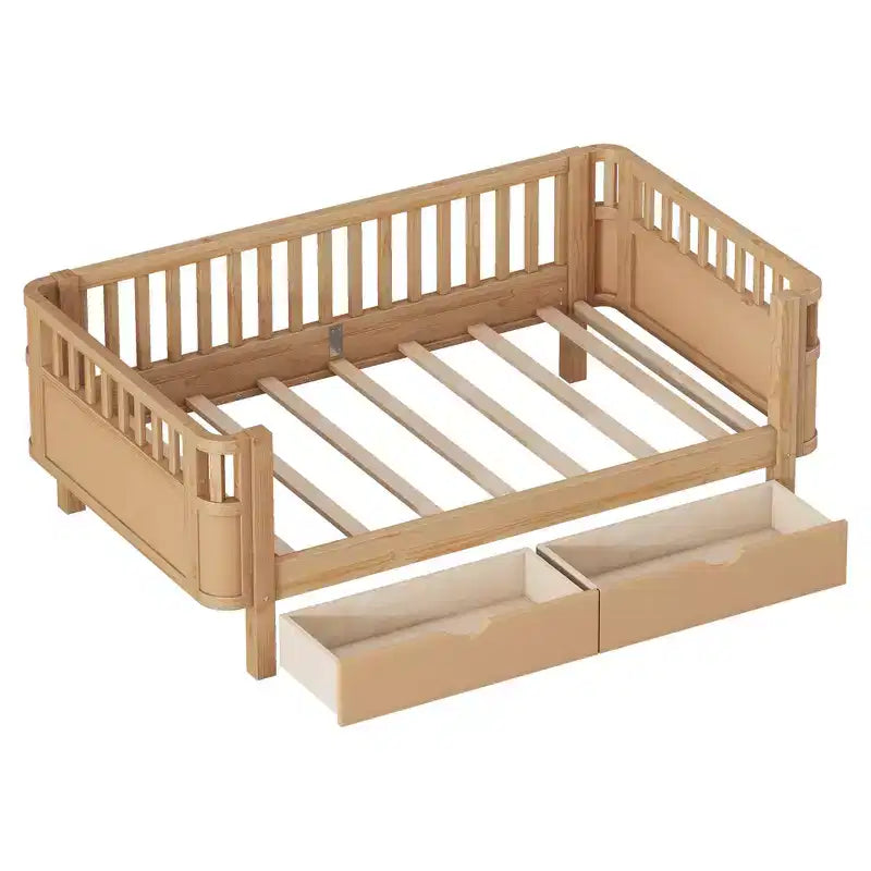 Whisen Letto a piattaforma singolo in legno moderno ed elegante con sponde per bambini e bambine