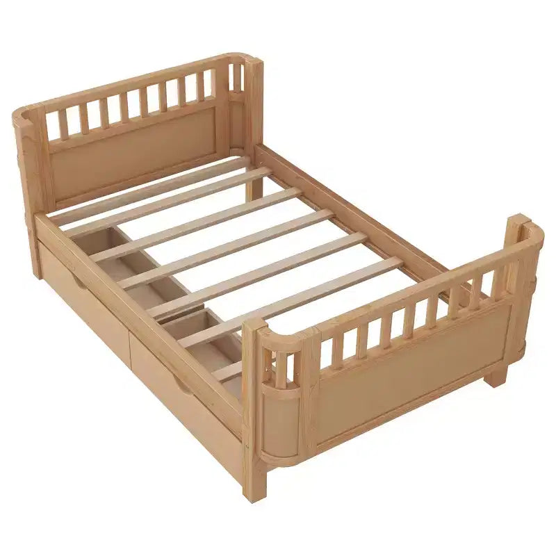 Whisen Letto a piattaforma singolo in legno moderno ed elegante con sponde per bambini e bambine