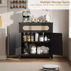 Mobiletto in Rattan con Ante e Cassetto, Credenza Boho, Buffet, Tavolino Consolle, Mobile Bar per Ingresso, Soggiorno,