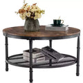 VINGLI Round Coffee Tables Living Room, 31.5 Wooden Coffee Table with Storage